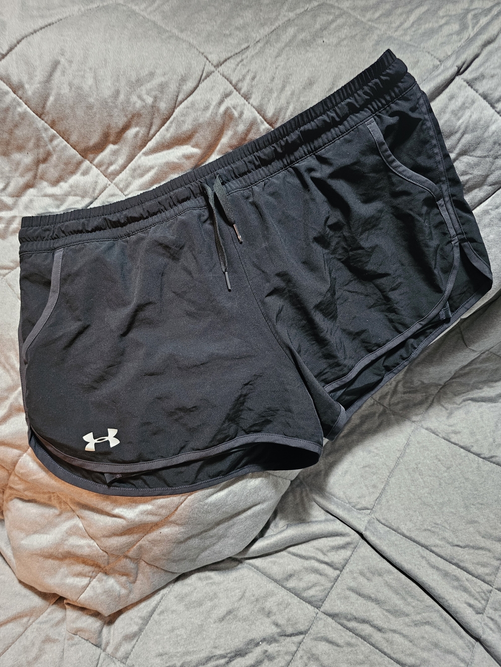 Under Armour Black Women's Athletic Shorts with White Logo